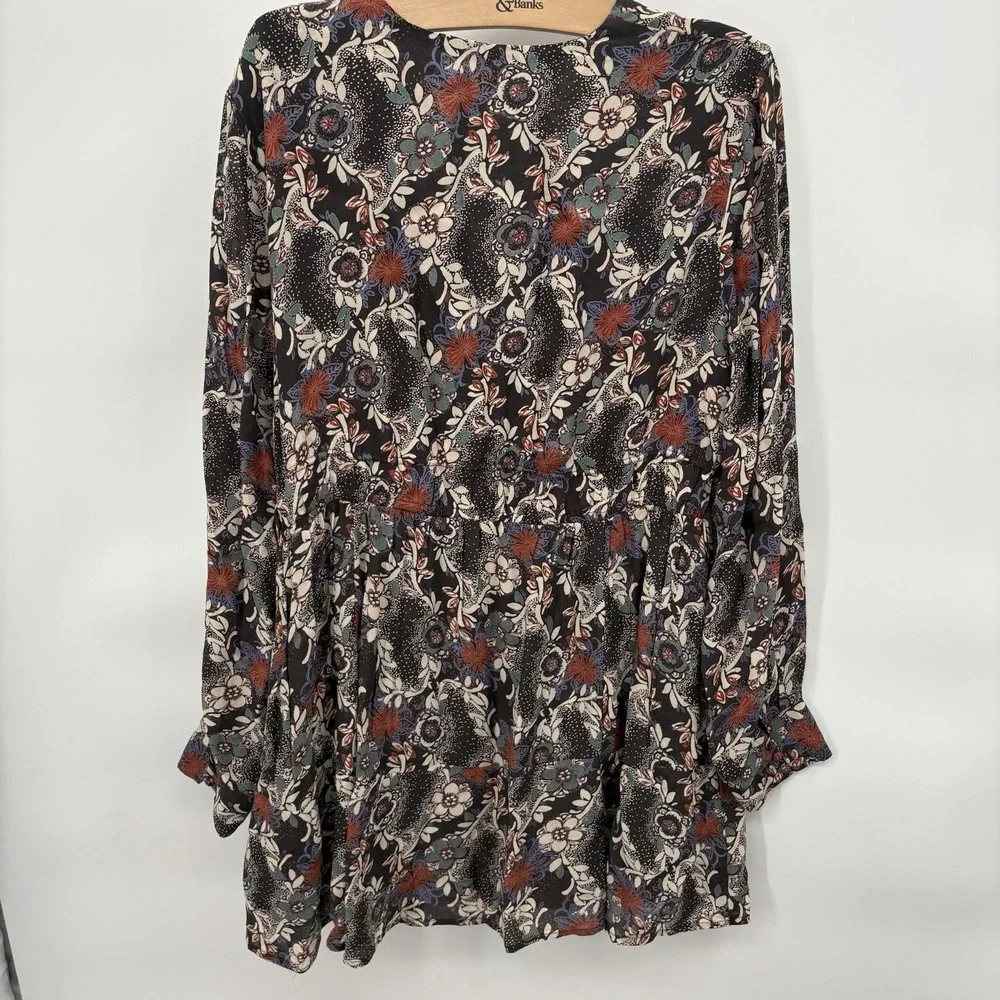 Free People Dress Womens Large Mini Tunic Stealing Fire Printed Boho Bohemian 3G